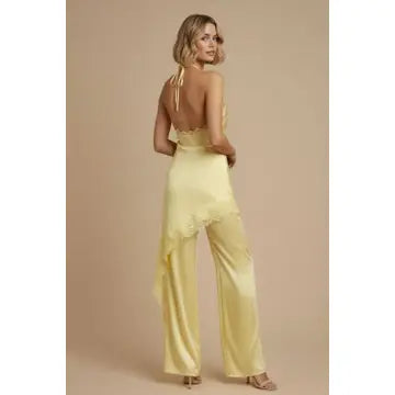 Satin Lace Halter Jumpsuit