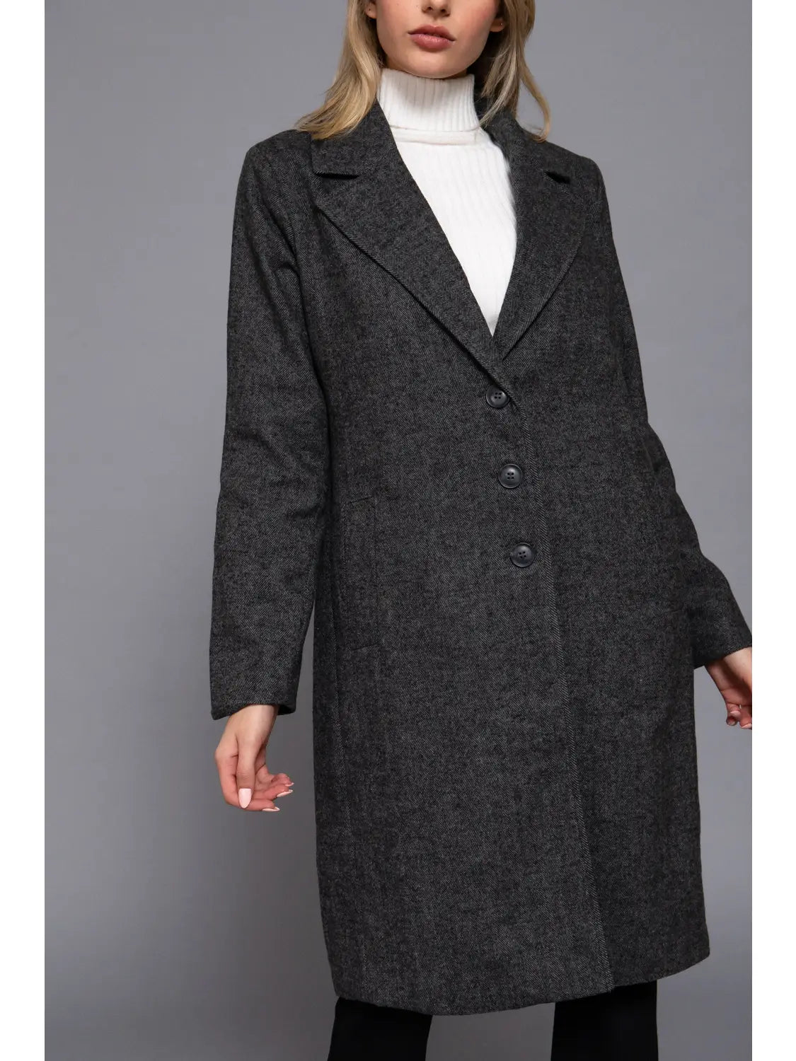 Single Breasted Waist Fitted Long Coat