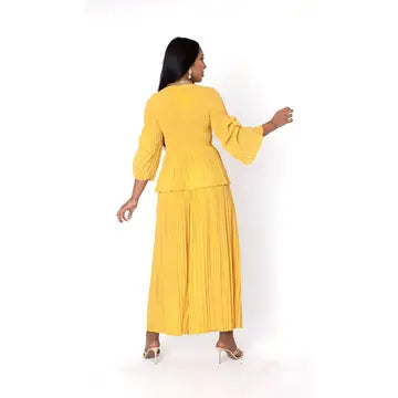 Ruched Sleeve Pleated Pantset