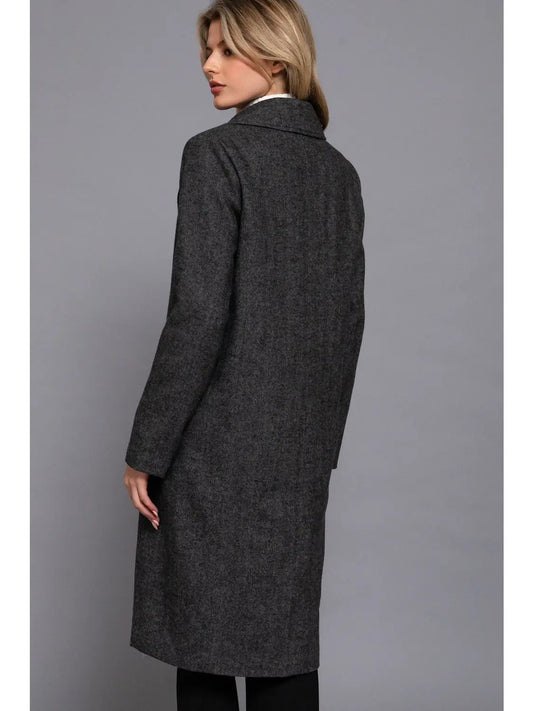 Single Breasted Waist Fitted Long Coat