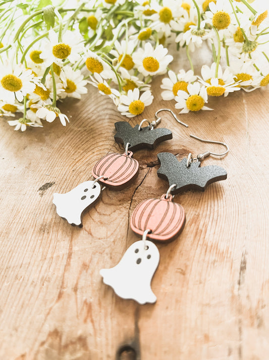 Adorable Wooden Halloween Earrings