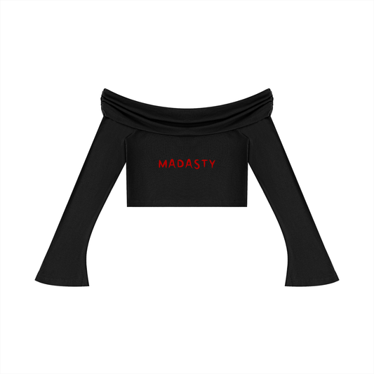 Women's Off-the-Shoulder Bell Sleeve Crop T-Shirt
