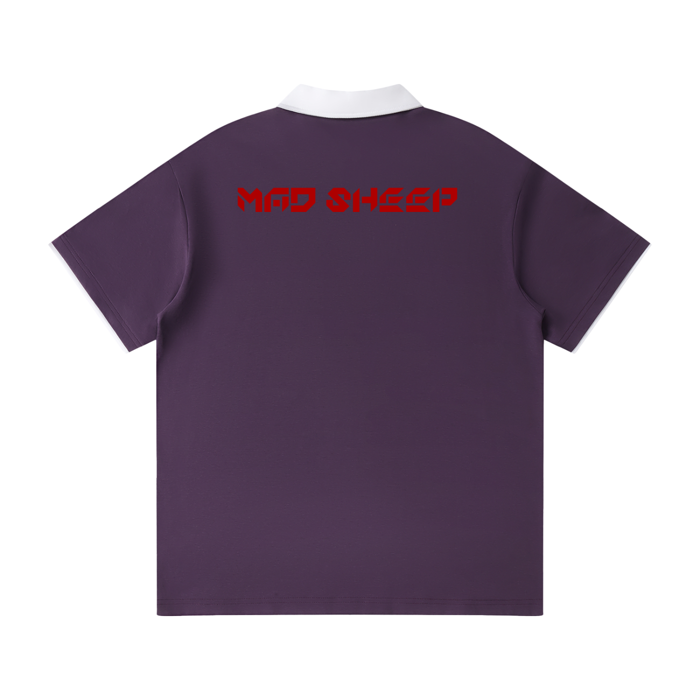 MAD SHEEP-MS-Contrast Collar Raglan Polo Shirt