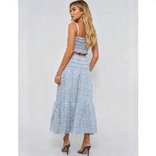 Ladies Romantic Wrinkle Ruffle Cami Top & Tiered Maxi Skirt Set