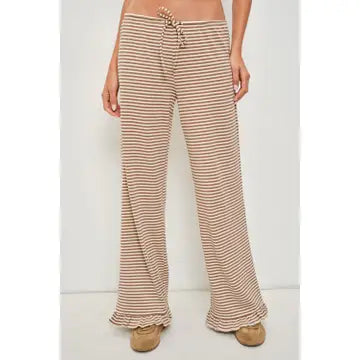 Striped Lounge Pants with Ruffle