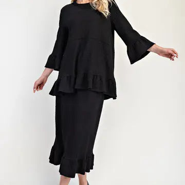Modest Top and Skirt Set -Textured