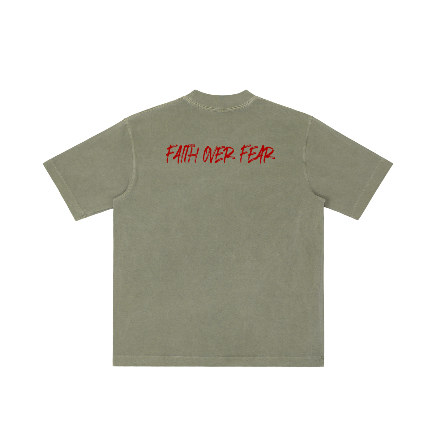 FAITH OVER FEAR-M- Vintage Wash Drop Shoulder T-shirt