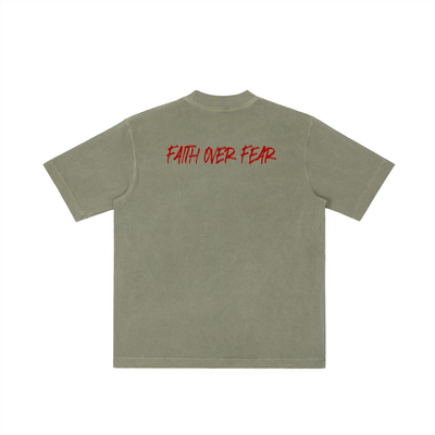 FAITH OVER FEAR-M- Vintage Wash Drop Shoulder T-shirt