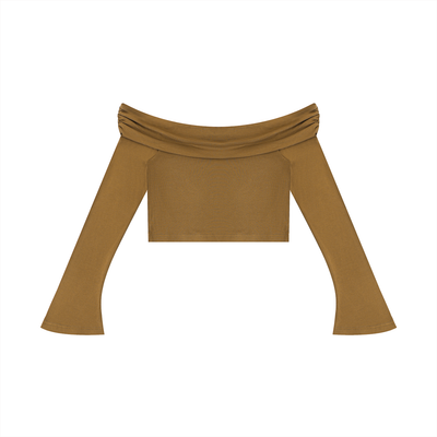 Women's Off-the-Shoulder Bell Sleeve Crop T-Shirt