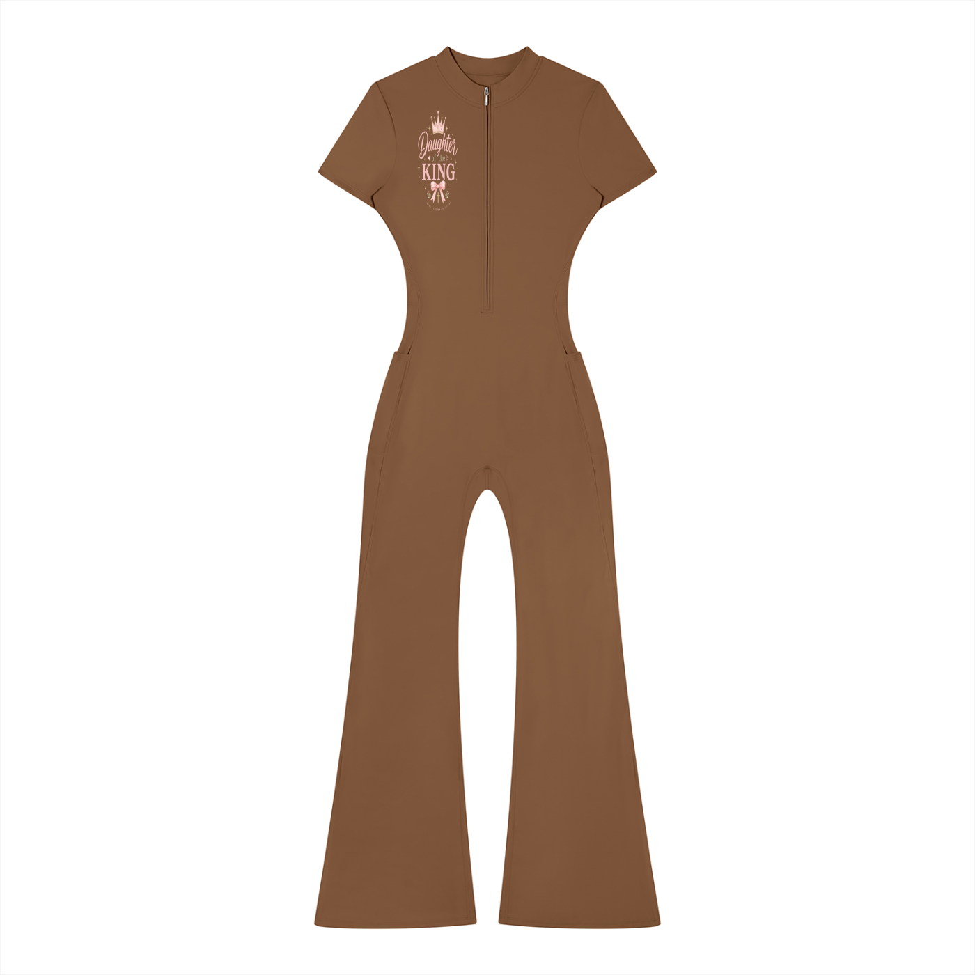 DAUGHTER OF THE KING-Women’s Tight Flared Leg Quarter-Zip Jumpsuit