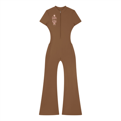 DAUGHTER OF THE KING-Women’s Tight Flared Leg Quarter-Zip Jumpsuit