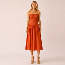 Slim waist sleeveless midi dress
