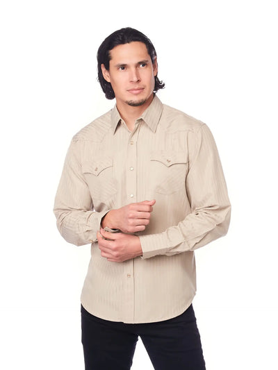 Men's Long Sleeve Western Cotton/Poly Yarn-Dyed Plain Shirts