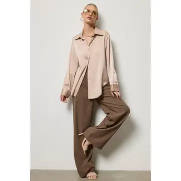 Silky Satin Button Down Shirt