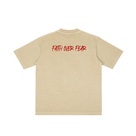 FAITH OVER FEAR-M- Vintage Wash Drop Shoulder T-shirt