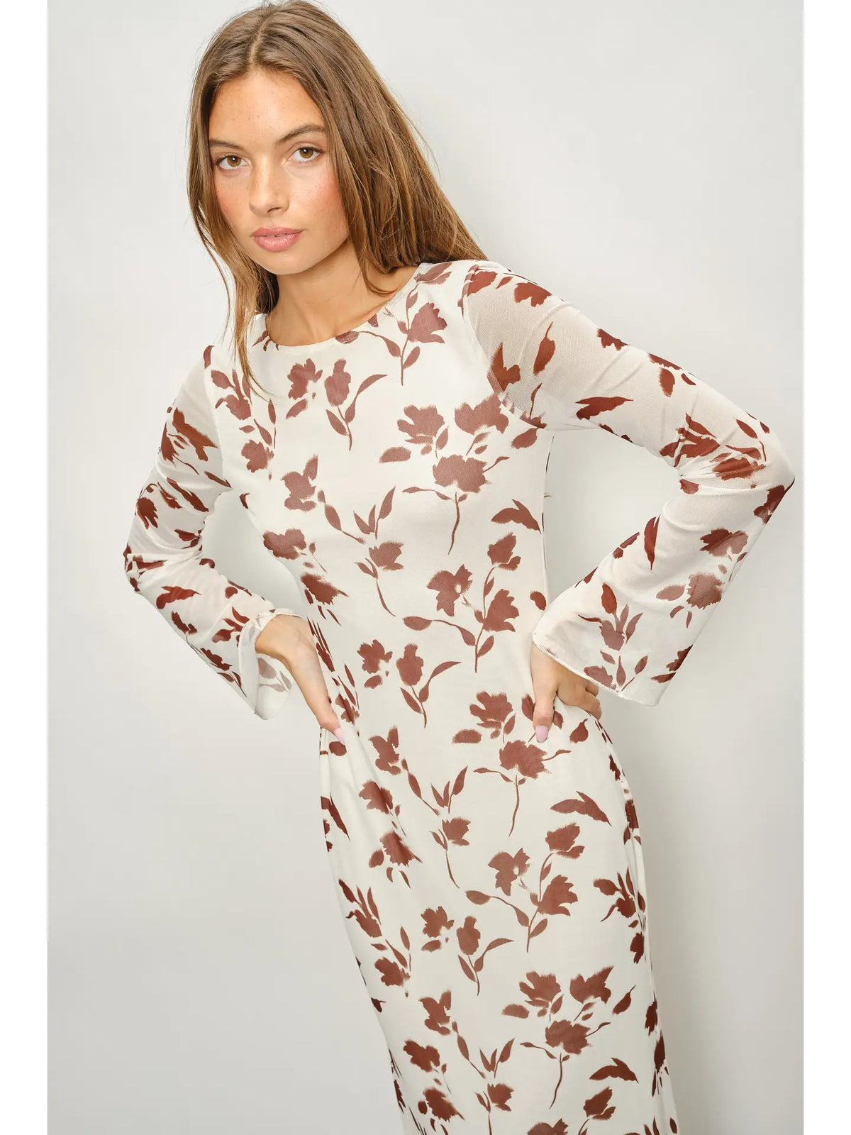 Odele Floral Mesh Maxi Dress