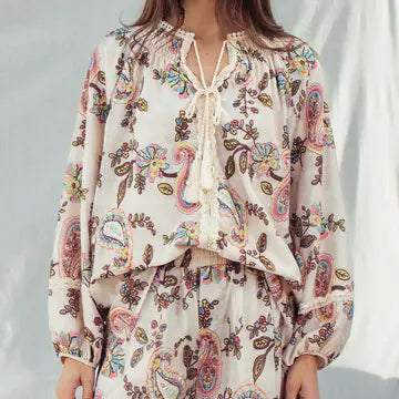 Boho Colorful Paisley Embroidered Smocked Shorts