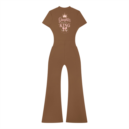 DAUGHTER OF THE KING-Women’s Tight Flared Leg Quarter-Zip Jumpsuit