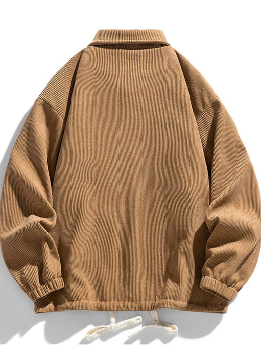Men's Plus Size Corduroy Button-Down Jacket