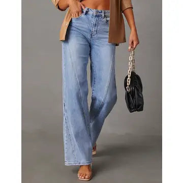 Daily Jeans Button Straight Leg Denim Pants