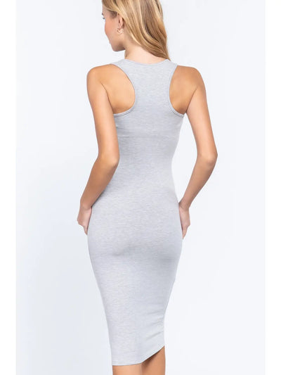 Sleeveless Racer Back Knit Midi Dress