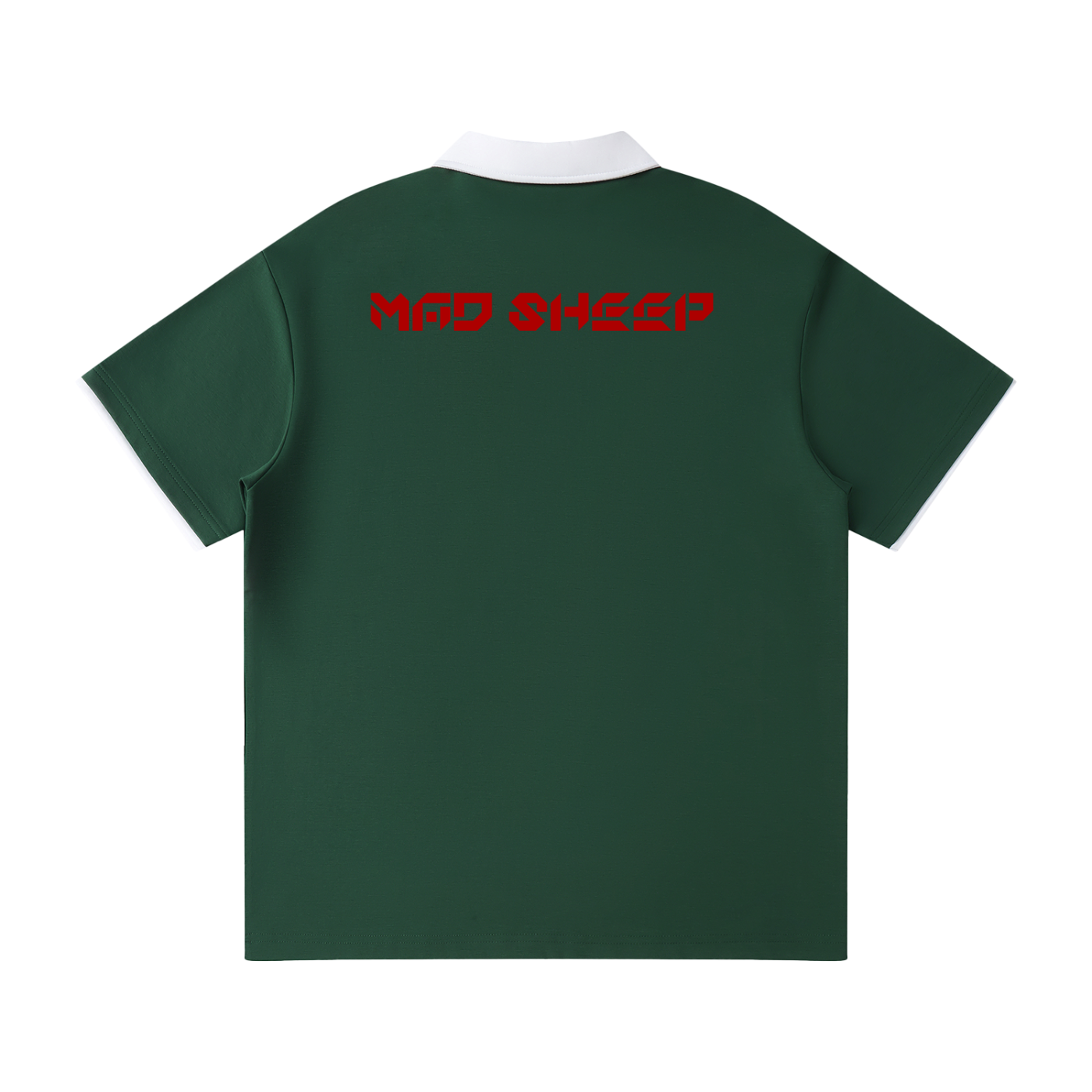 MAD SHEEP-MS-Contrast Collar Raglan Polo Shirt
