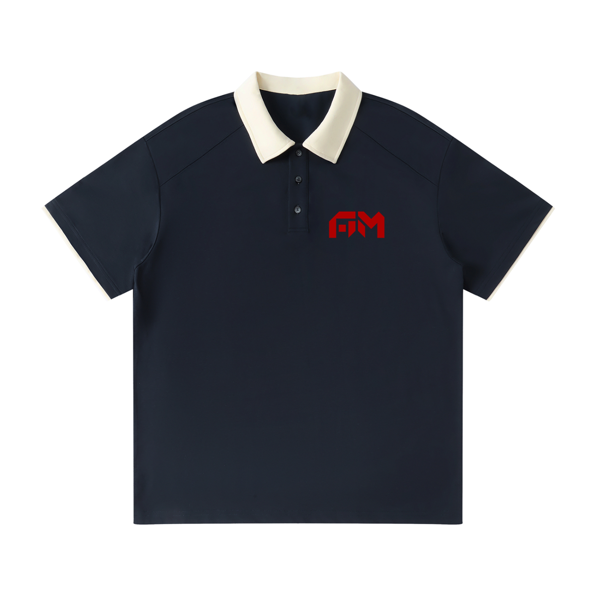 ALLMIGHTY-AM-Contrast Collar Raglan Polo Shirt