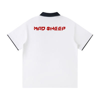 MAD SHEEP-MS-Contrast Collar Raglan Polo Shirt