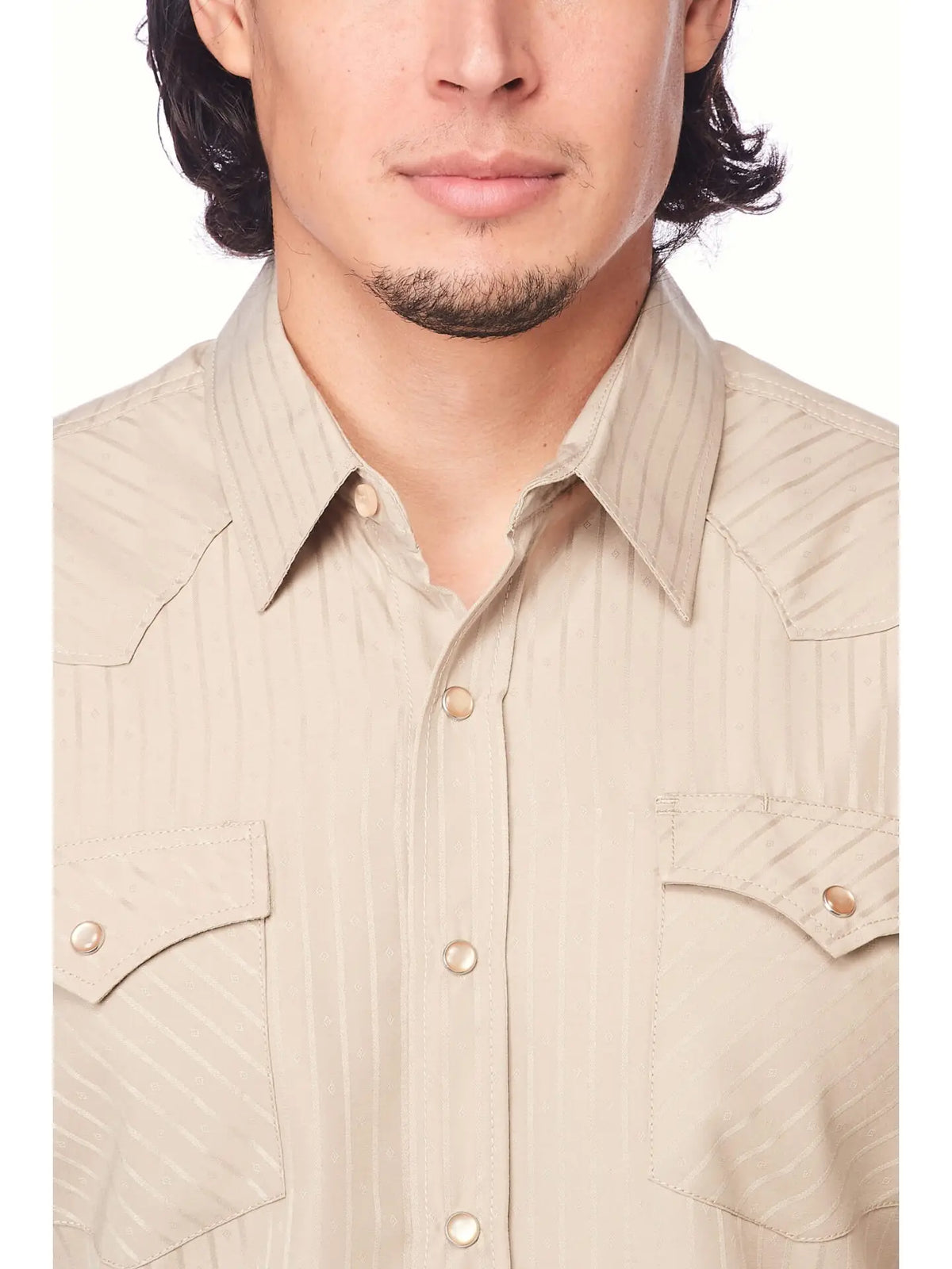 Men's Long Sleeve Western Cotton/Poly Yarn-Dyed Plain Shirts
