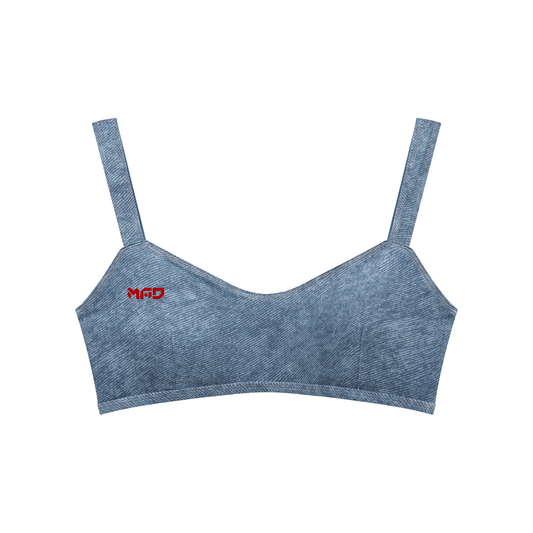 MAD-Women's Faux Denim Sports Bra