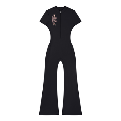 DAUGHTER OF THE KING-Women’s Tight Flared Leg Quarter-Zip Jumpsuit