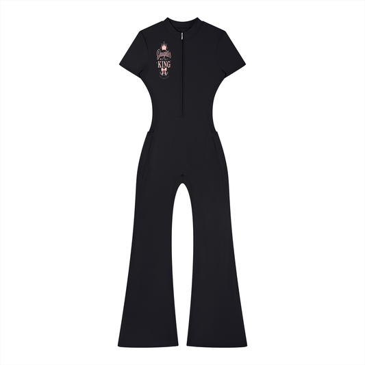 DAUGHTER OF THE KING-Women’s Tight Flared Leg Quarter-Zip Jumpsuit