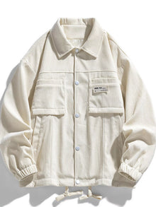 Men's Plus Size Corduroy Button-Down Jacket