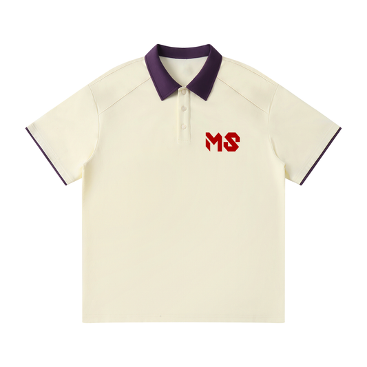 MAD SHEEP-MS-Contrast Collar Raglan Polo Shirt