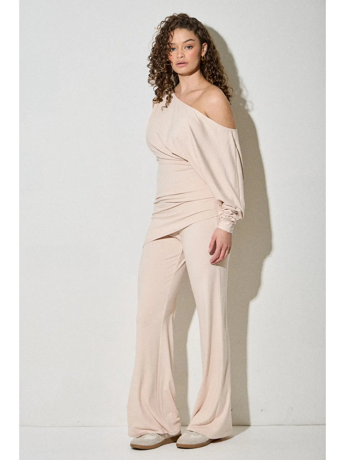 One-Shoulder Drape Top & Pants lounge Set
