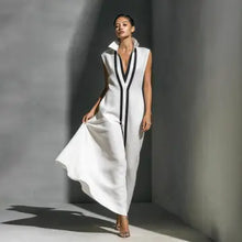 New V-Neck Color Block Casual Dress For Women