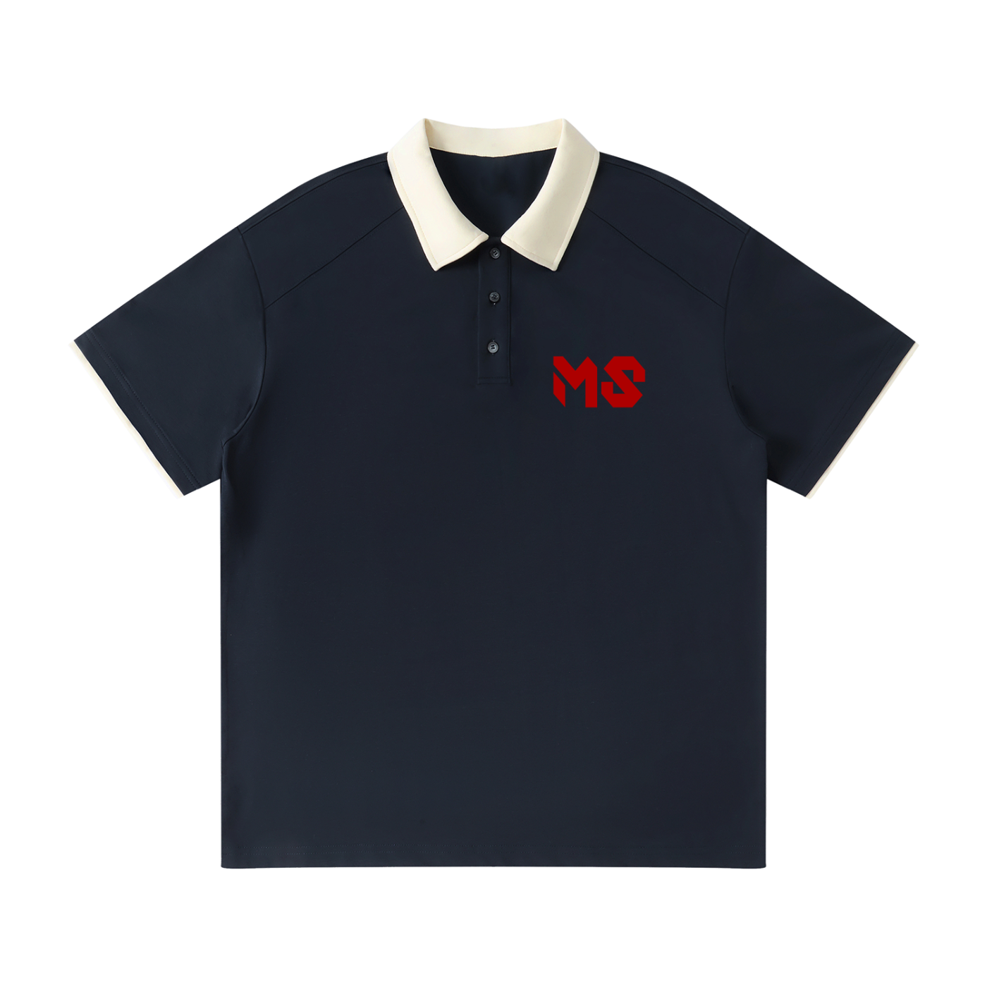 MAD SHEEP-MS-Contrast Collar Raglan Polo Shirt