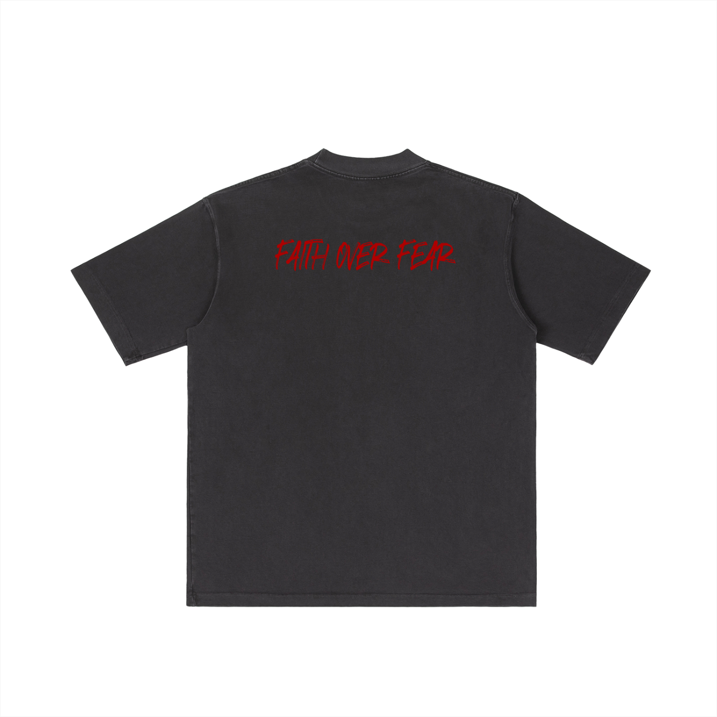 FAITH OVER FEAR-M- Vintage Wash Drop Shoulder T-shirt