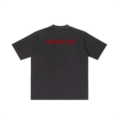 FAITH OVER FEAR-M- Vintage Wash Drop Shoulder T-shirt