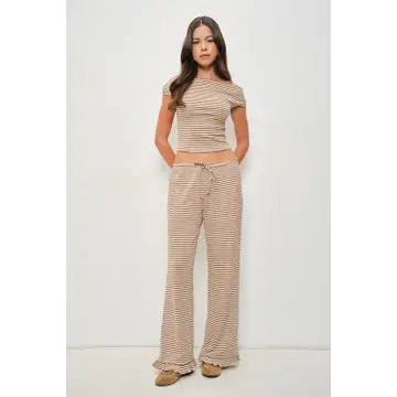 Striped Lounge Pants with Ruffle