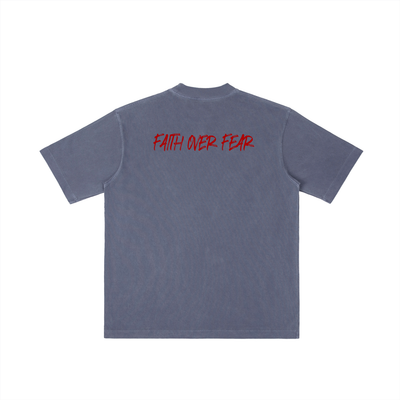 FAITH OVER FEAR-M- Vintage Wash Drop Shoulder T-shirt