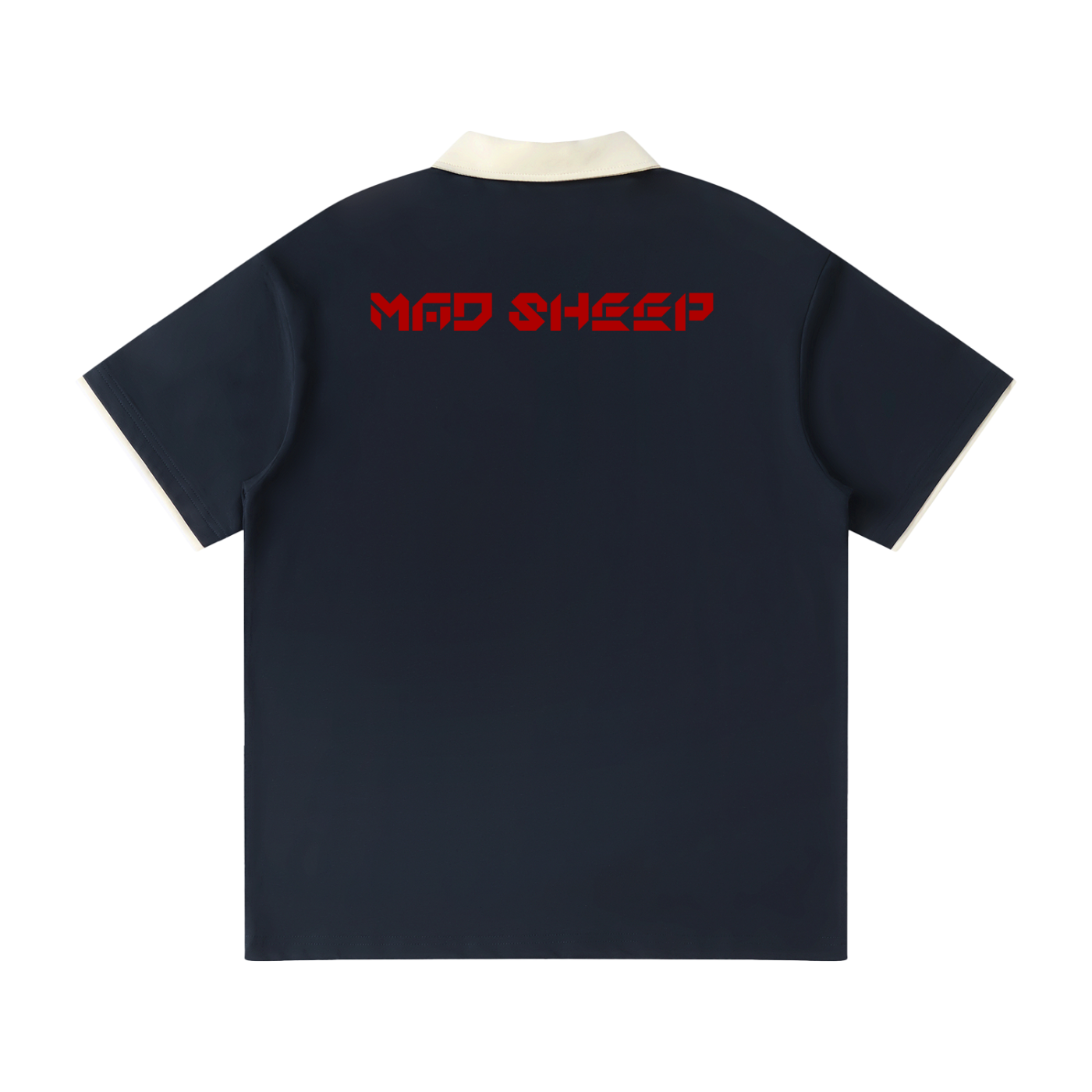 MAD SHEEP-MS-Contrast Collar Raglan Polo Shirt