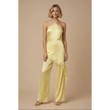 Satin Lace Halter Jumpsuit