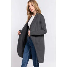 Long Sleeve Rib Banded Open Tunic Sweater Cardigan