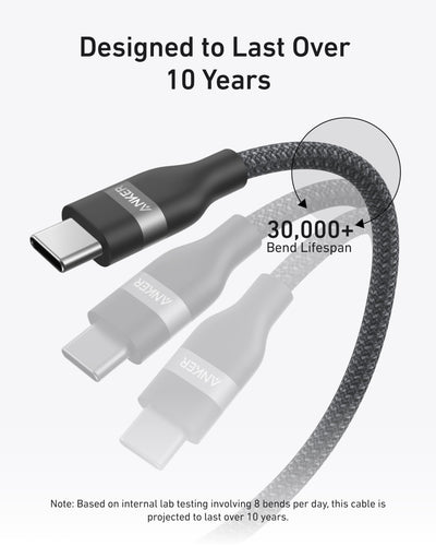 Anker USB-C to USB-C Cable (3 ft / 6 ft, 240W, Upcycled-Braided)