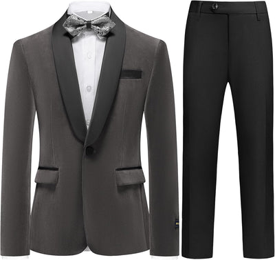 Boys Velvet Suits Slim Fit Tuxedo 2 Piece Kids Blazer Jacket Pants Formal Sizes 4-20 Fashion Ring Bearer Outfit for Wedding