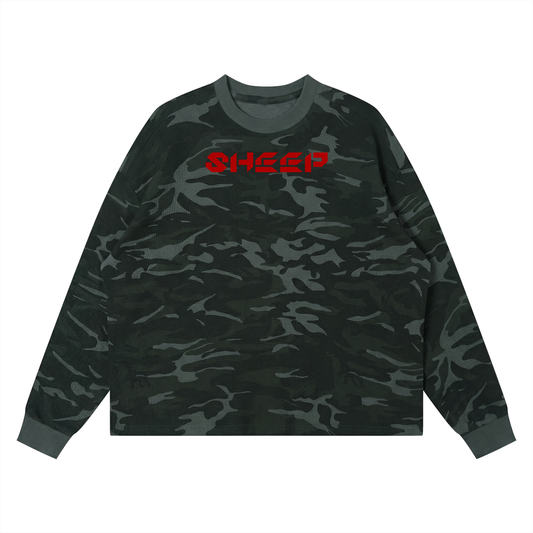 SHEEP- Unisex Waffle Boxy Long Sleeve T-Shirt