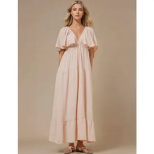 Solid Color V-Neck Backless Maxi Dress
