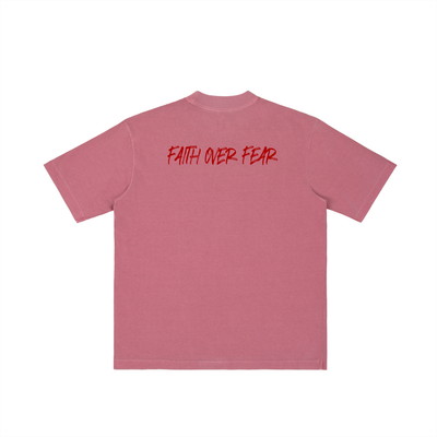 FAITH OVER FEAR-M- Vintage Wash Drop Shoulder T-shirt