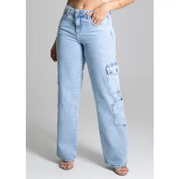 High-Waisted Wide Leg Jeans For Women, 100% Cotton